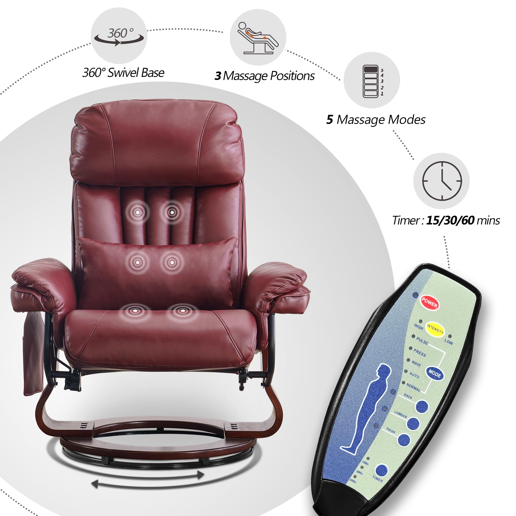 Have a Seat 4個セット Amazon.com: MCombo Swivel Recliner with Ottoman, Faux